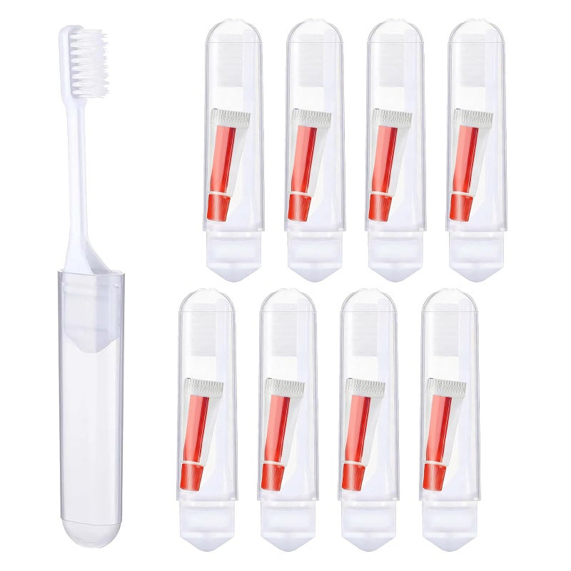 Bettinay 8 PCS Travel Toothbrush and Toothpaste Set, Portable Folding Soft Toothbrushes and Mini Toothpaste Kit